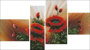 Triptico Poppies in four parts (триптих с маками)
