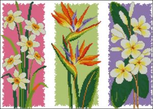 Триптих "Яркие цветочки"