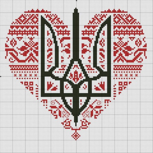 Герб України на червоному серці