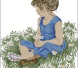 Девочка собирает ромашки