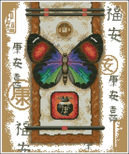 Бабочка и иероглифами