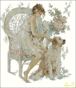 Схема вышивки «Дама с собачкой» (№184775)