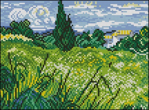 Пшеничное поле с кипарисом
