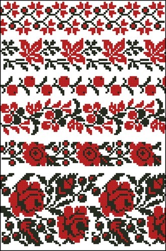 Орнамент для рушника цветы "Красное и черное"
