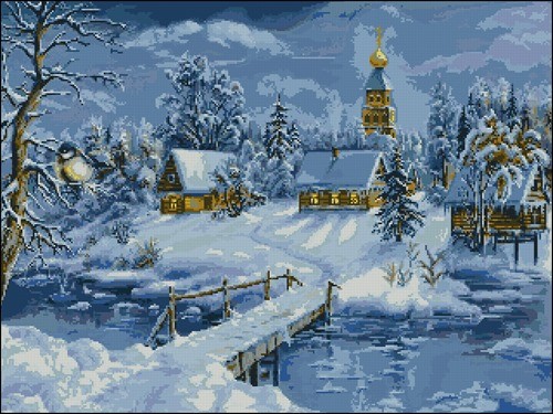 Зимний рождественский пейзаж