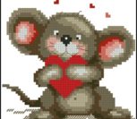 Мышка с красным сердечком