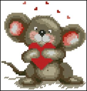Мышка с красным сердечком