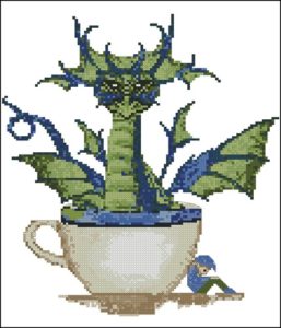 Зеленый дракон в чашке