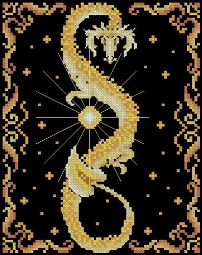 Золотистый дракон на черном