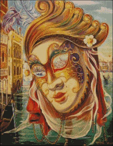 Венецианская маска вышивка крестом