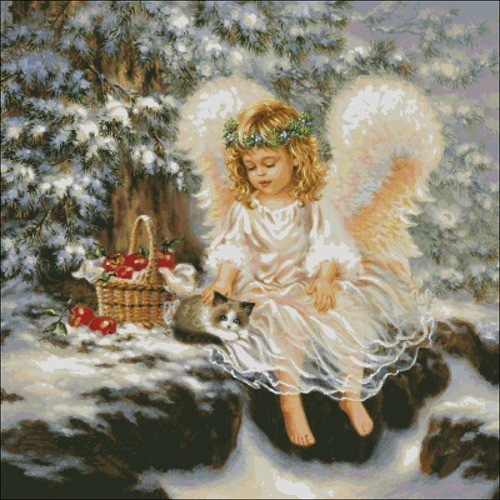 Ангелочек в зимнем лесу