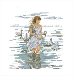 Girl and swans