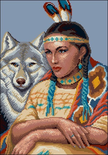 Индианка с волком
