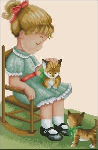 Девочка с котятами