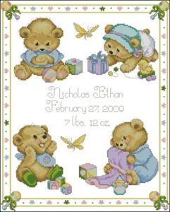 Baby Bears Birth Sampler