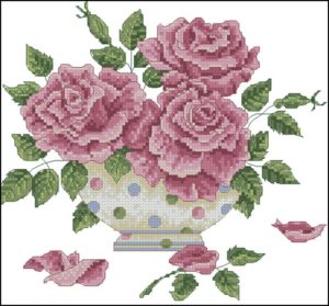 Викторианская вышивка крестиком розы