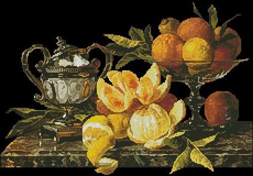 Still life of oranges and lemons