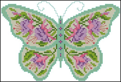 Butterfly with Fuchsias