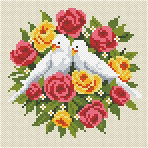 White Doves Cushion Front