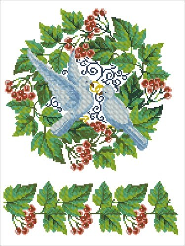 Свадебный pушник "Калина и голуби"