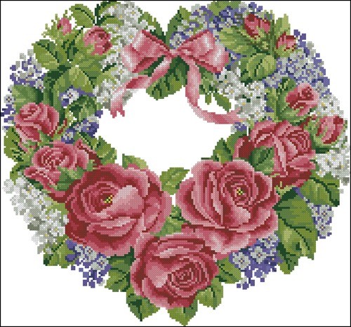 Roses And Lilac Wreath