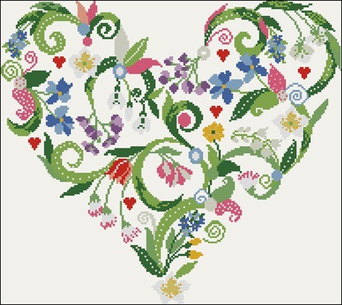 Сердце крестиком с цветами