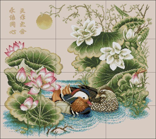 МИКА-1096 (А4) Утки в саду. Схема для вышивки бисером