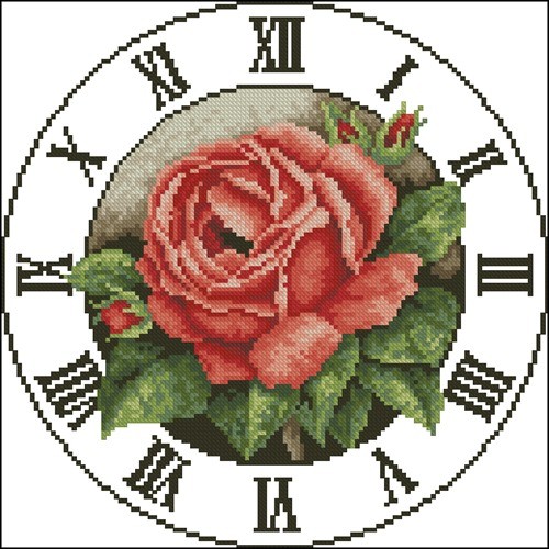 Clock Red Rose
