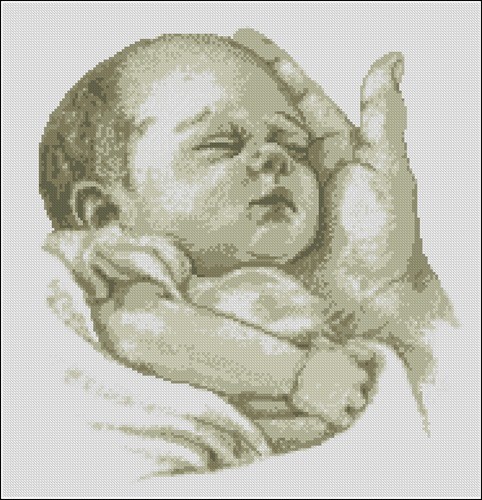 Спящий на руках младенец – Схема вышивки крестом, скачать бесплатно!
