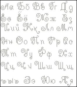 Русский алфавит, буквы с завитушками
