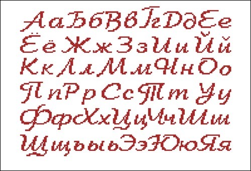 Вышивка русского алфавита крестиком, буквы с цифрами