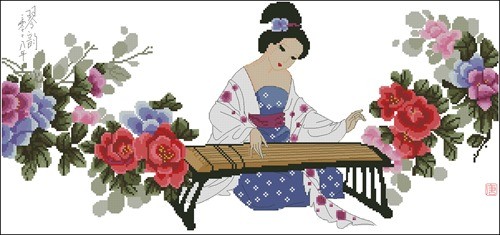 Chinese woman in flowers