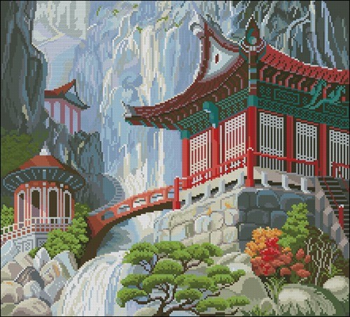Водопад и пагода