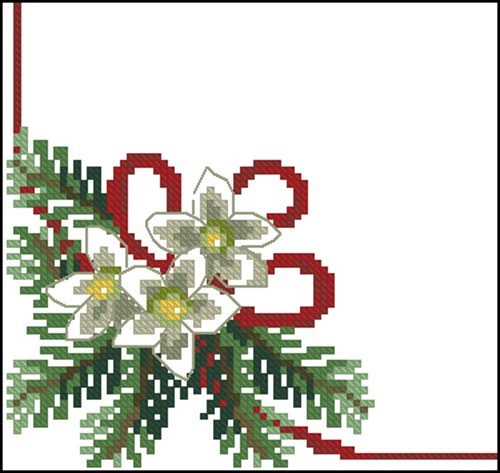 Схема вышивки крестом - Салфетка Роза