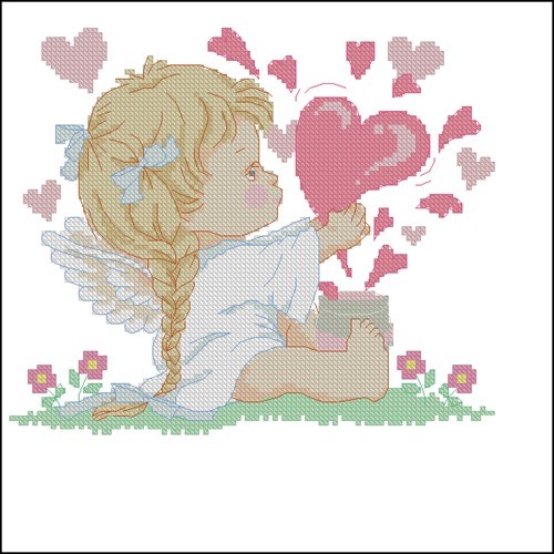 Ангел - девочка с сердцами