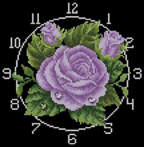 Часы с лиловыми розами