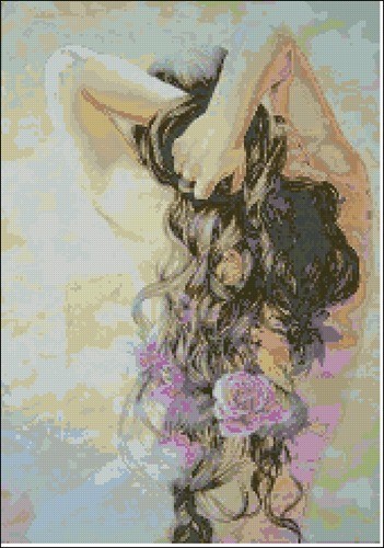 девушка с цветами в волосах