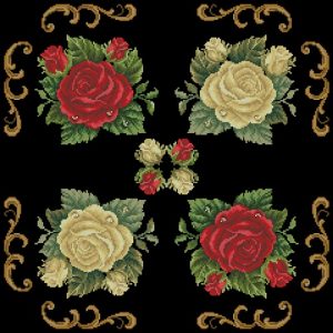 Подушка с розами на черном