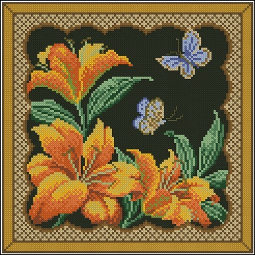 Подушка "Цветы и бабочки" 2