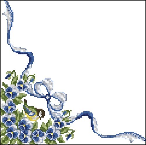 Уголок с синичкой, бантиком и цветами