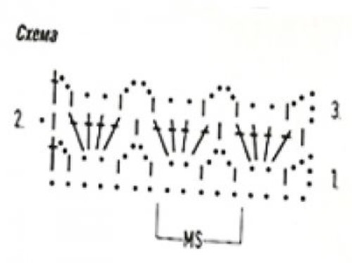Ажурный узор крючком №2252 схема