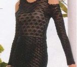 Черное кружевное платье вязаное крючком
