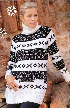 Цветной пуловер с норвежским узором - схемы вязания крючком и спицами - Две Нитки
