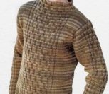 Меланжевый пуловер с оригинальным рельефным узором