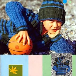Полосатый пуловер с шапочкой и шарфиком