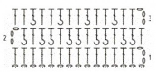 Рельефный узор крючком №1400 (схема)