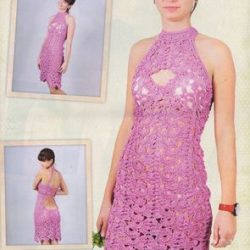 Розовое платье крючком