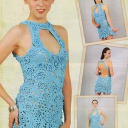 Синее платье крючком