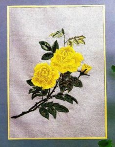 Желтые розы схема вышивки гладью