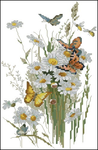 Набор для вышивания крестом Полевые цветы ССР.П-50, 23x32 см.канва,мулине